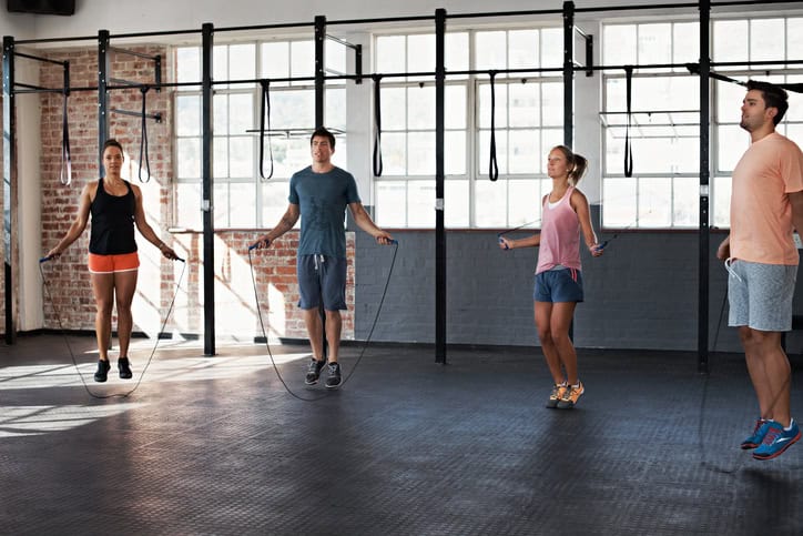 A group working out