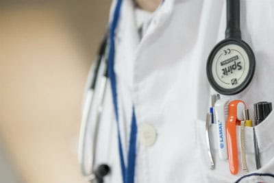 a close up of a doctor jacket